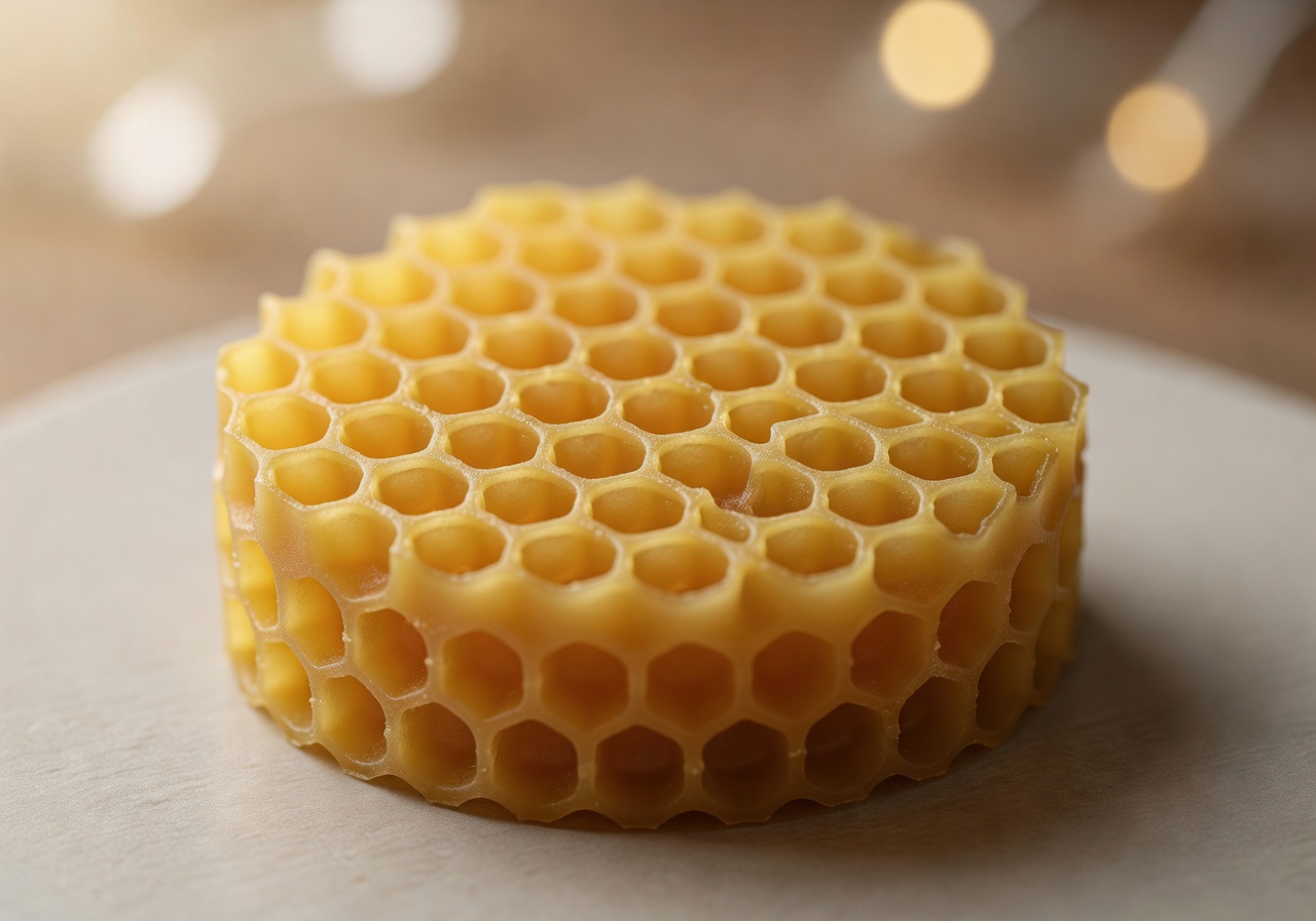 Beeswax honeycomb shaped tealight candle set in natural golden color